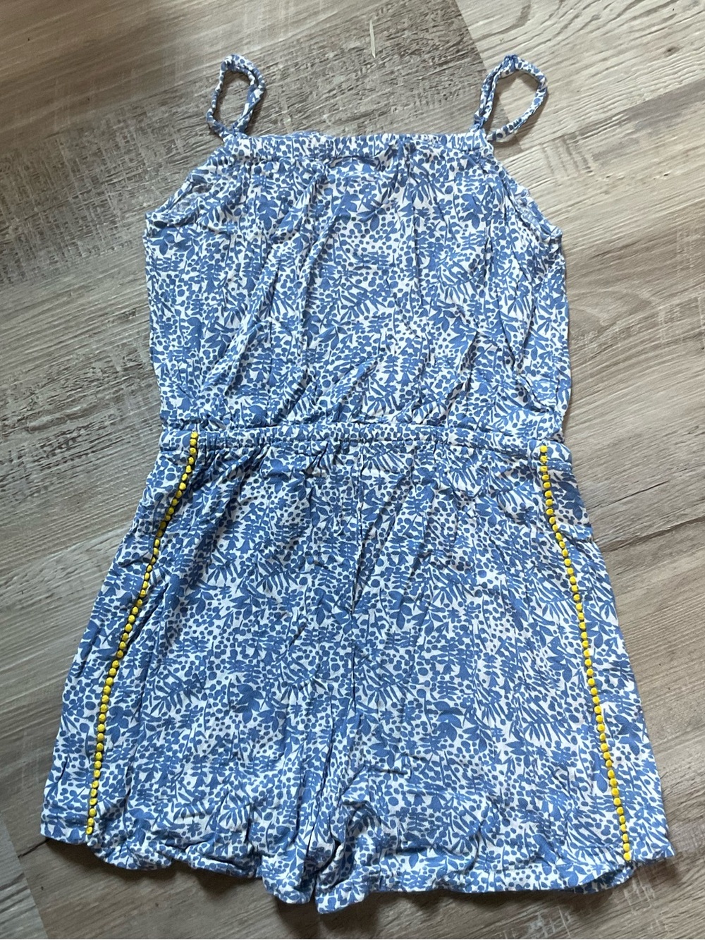 MINI BODEN 11/12 Blue & White Floral Romper